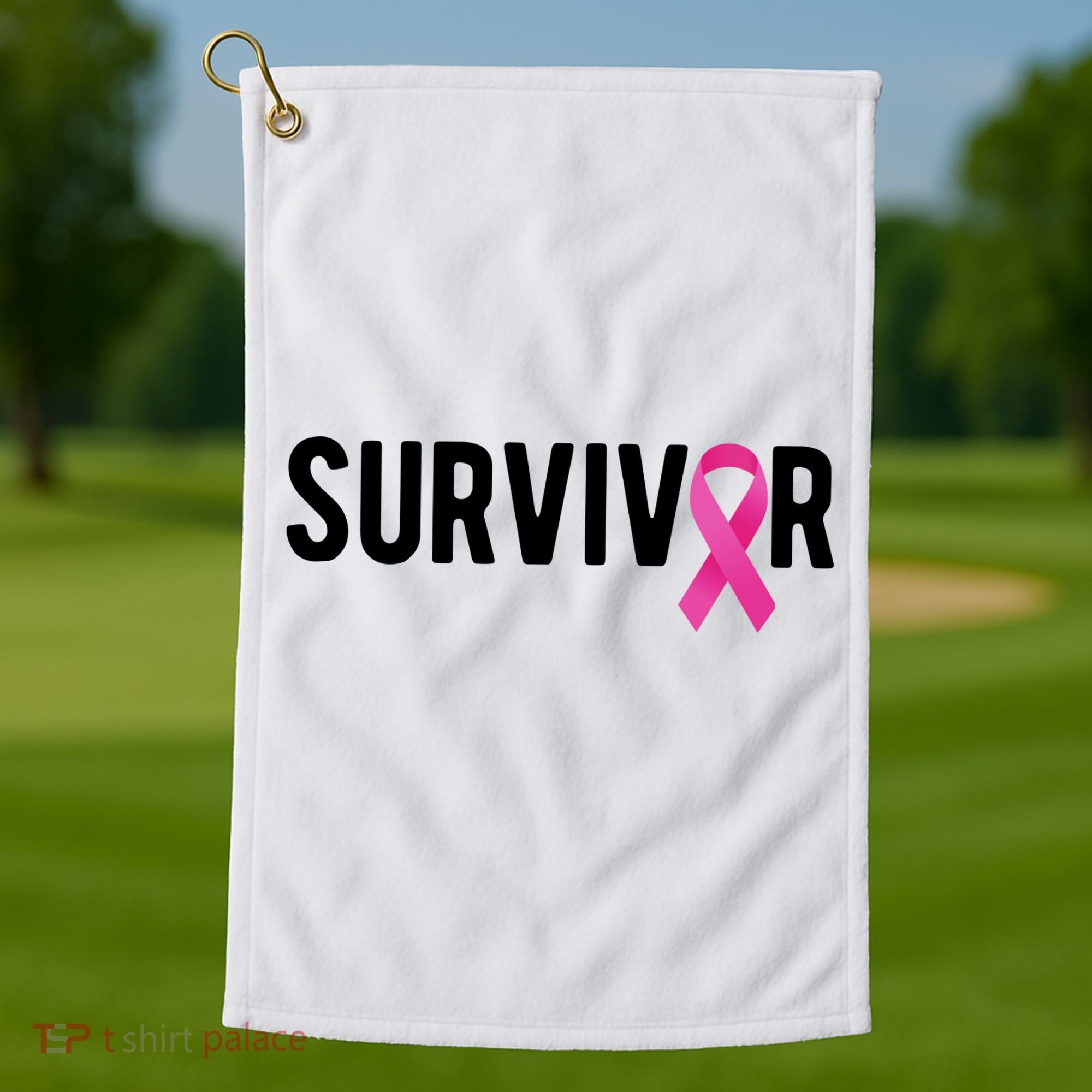 Survivor Breast Cancer Awareness Ribbon Golf Towel