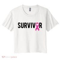 Survivor Breast Cancer Awareness Ribbon Women's Crop Top Tee thumb 0