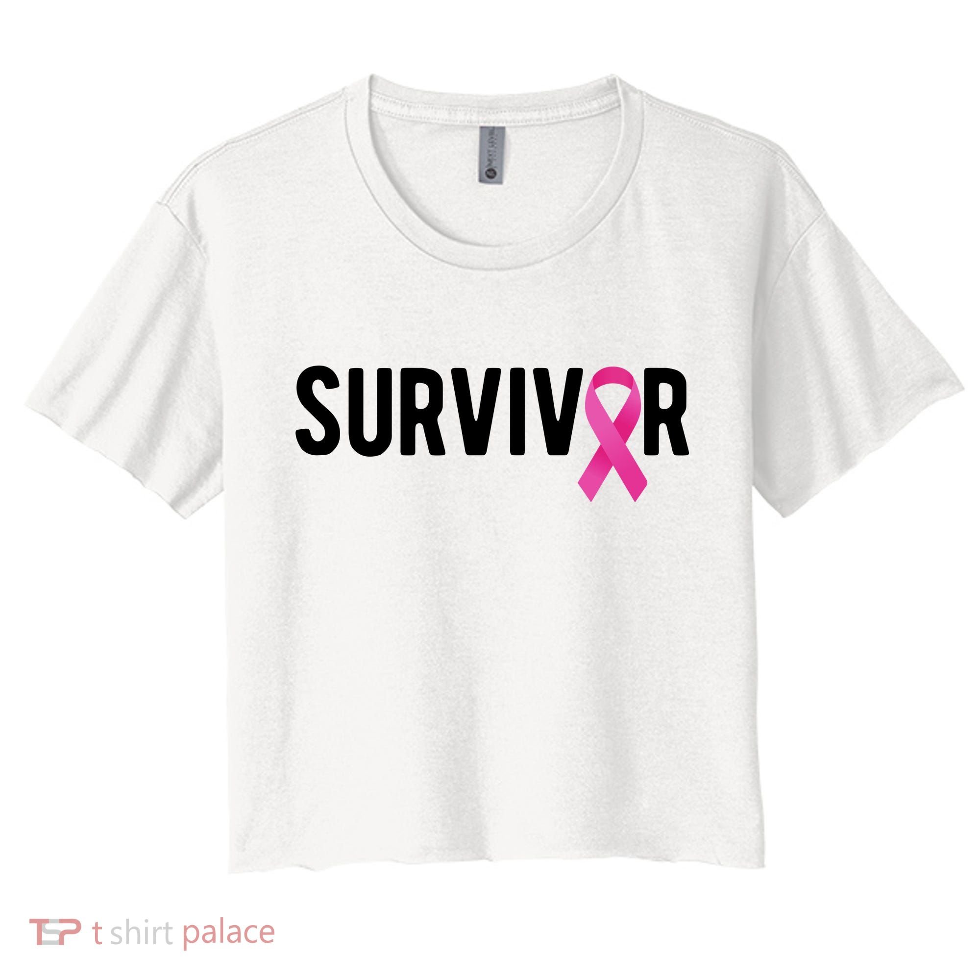 Survivor Breast Cancer Awareness Ribbon Women's Crop Top Tee