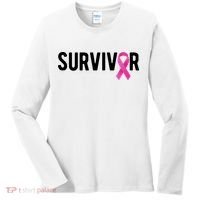 Survivor Breast Cancer Awareness Ribbon Women's Long Sleeve Shirt thumb 0