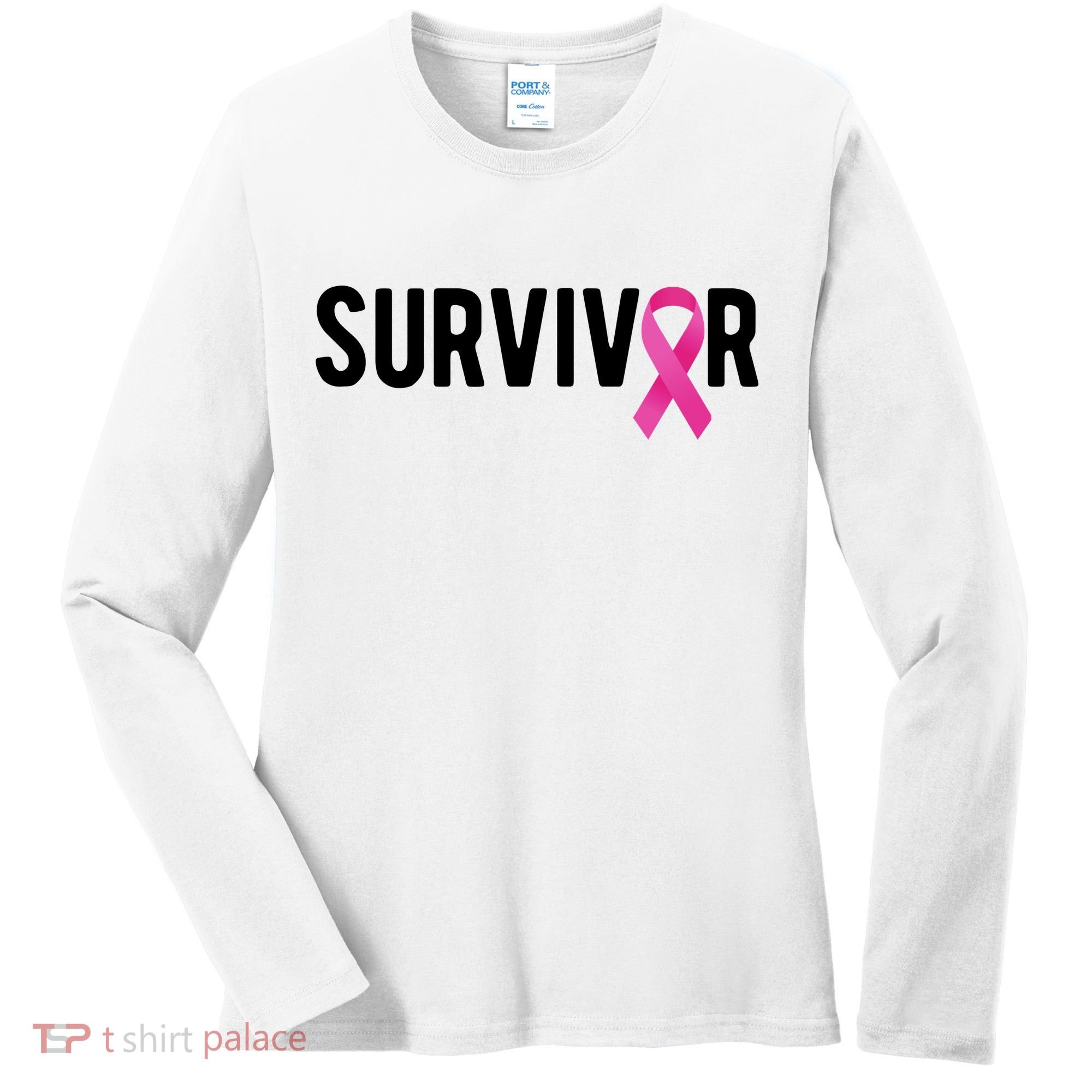 Survivor Breast Cancer Awareness Ribbon Women's Long Sleeve Shirt