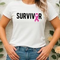 Survivor Breast Cancer Awareness Ribbon Women's T-Shirt thumb 2