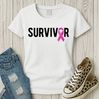 Survivor Breast Cancer Awareness Ribbon Women's T-Shirt thumb 3