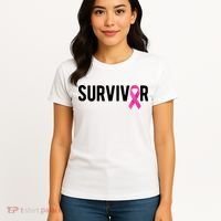 Survivor Breast Cancer Awareness Ribbon Women's T-Shirt thumb 4