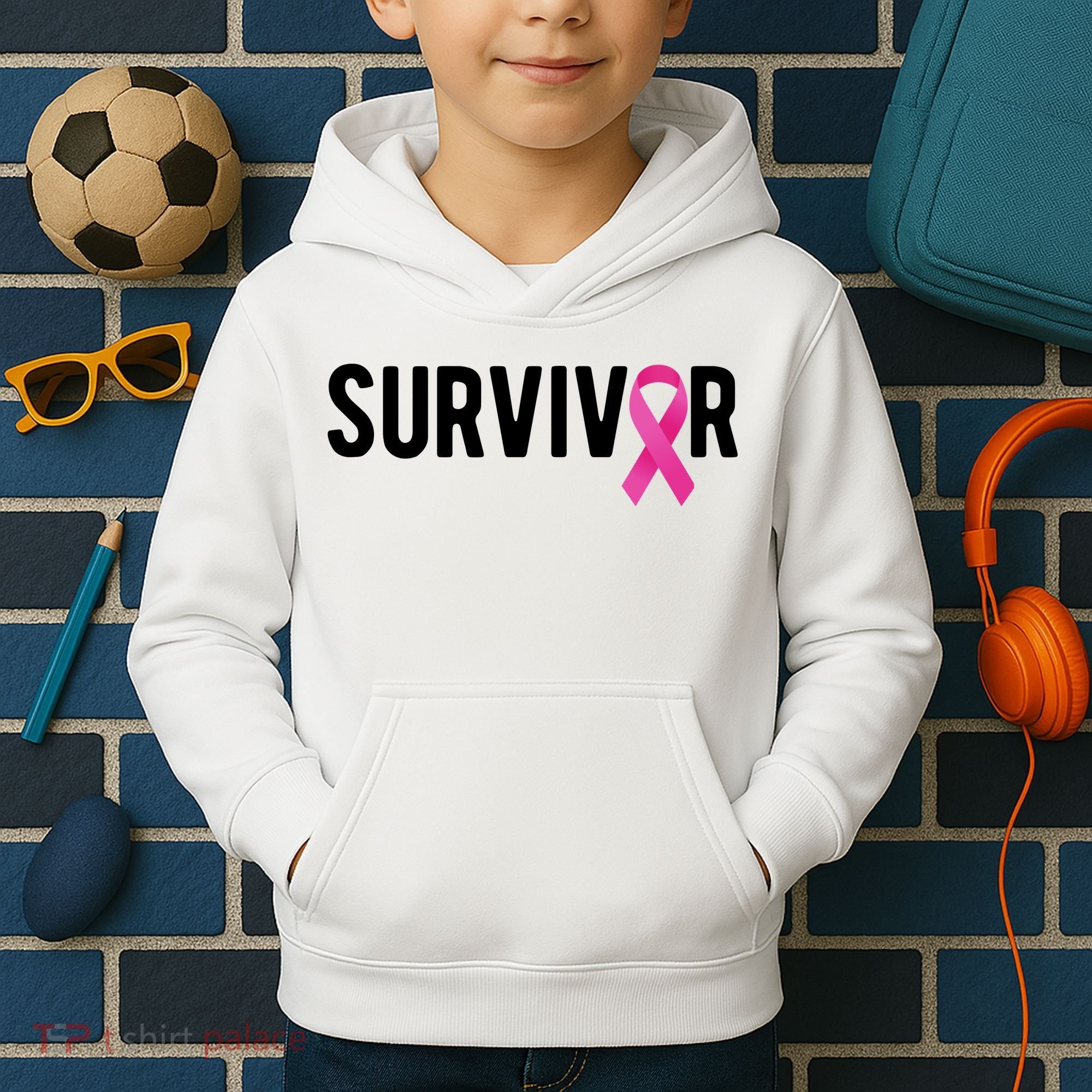 Survivor Breast Cancer Awareness Ribbon Kids Hoodie