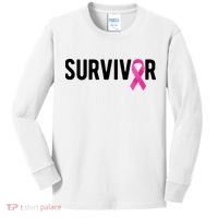 Survivor Breast Cancer Awareness Ribbon Kids Long Sleeve Shirt thumb 0