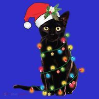 Santa Black Cat Tangled Up In Christmas Tree Lights Holiday Gift Women's Tank Top thumb 5