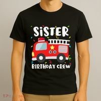 Sister Birthday Crew Fire Truck Party Firefighter T-Shirt thumb 3