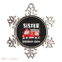 Sister Birthday Crew Fire Truck Party Firefighter Ornament thumb 0