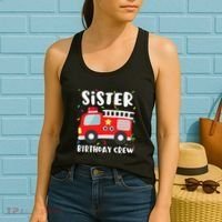 Sister Birthday Crew Fire Truck Party Firefighter Women's Tank Top thumb 2