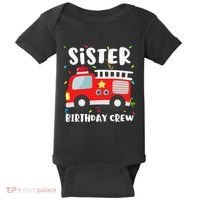 Sister Birthday Crew Fire Truck Party Firefighter Baby Bodysuit thumb 0
