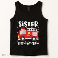 Sister Birthday Crew Fire Truck Party Firefighter Tank Top thumb 2