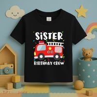 Sister Birthday Crew Fire Truck Party Firefighter Toddler T-Shirt thumb 3