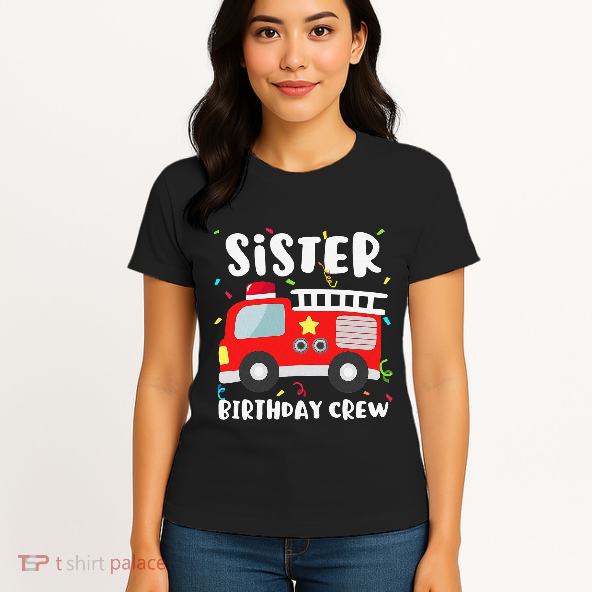 Sister Birthday Crew Fire Truck Party Firefighter Women's T-Shirt