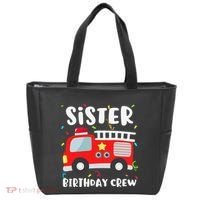 Sister Birthday Crew Fire Truck Party Firefighter Tote Bag thumb 0