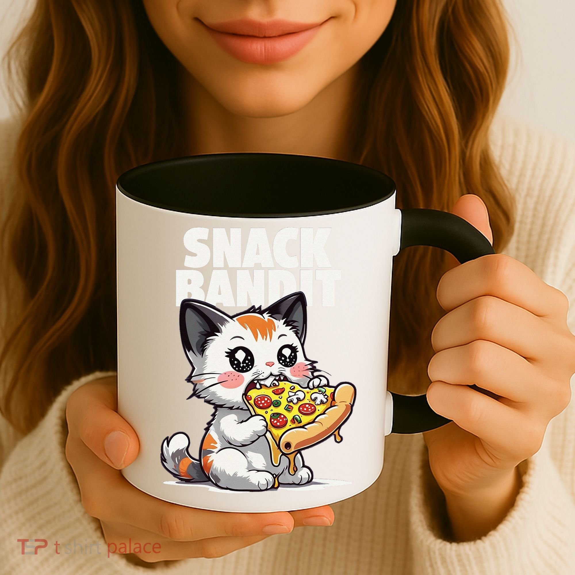 SNACK BANDIT Cute Cat Pizza Coffee Mug