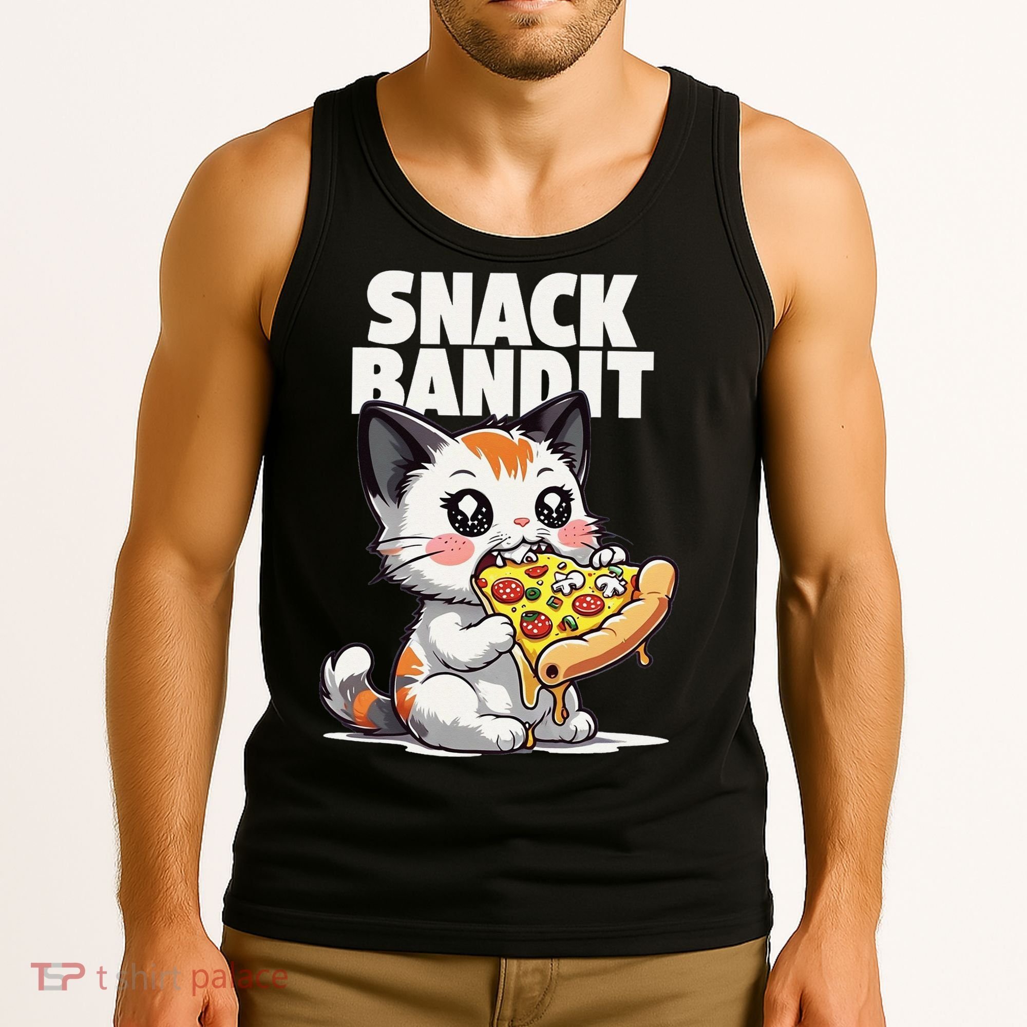 SNACK BANDIT Cute Cat Pizza Tank Top