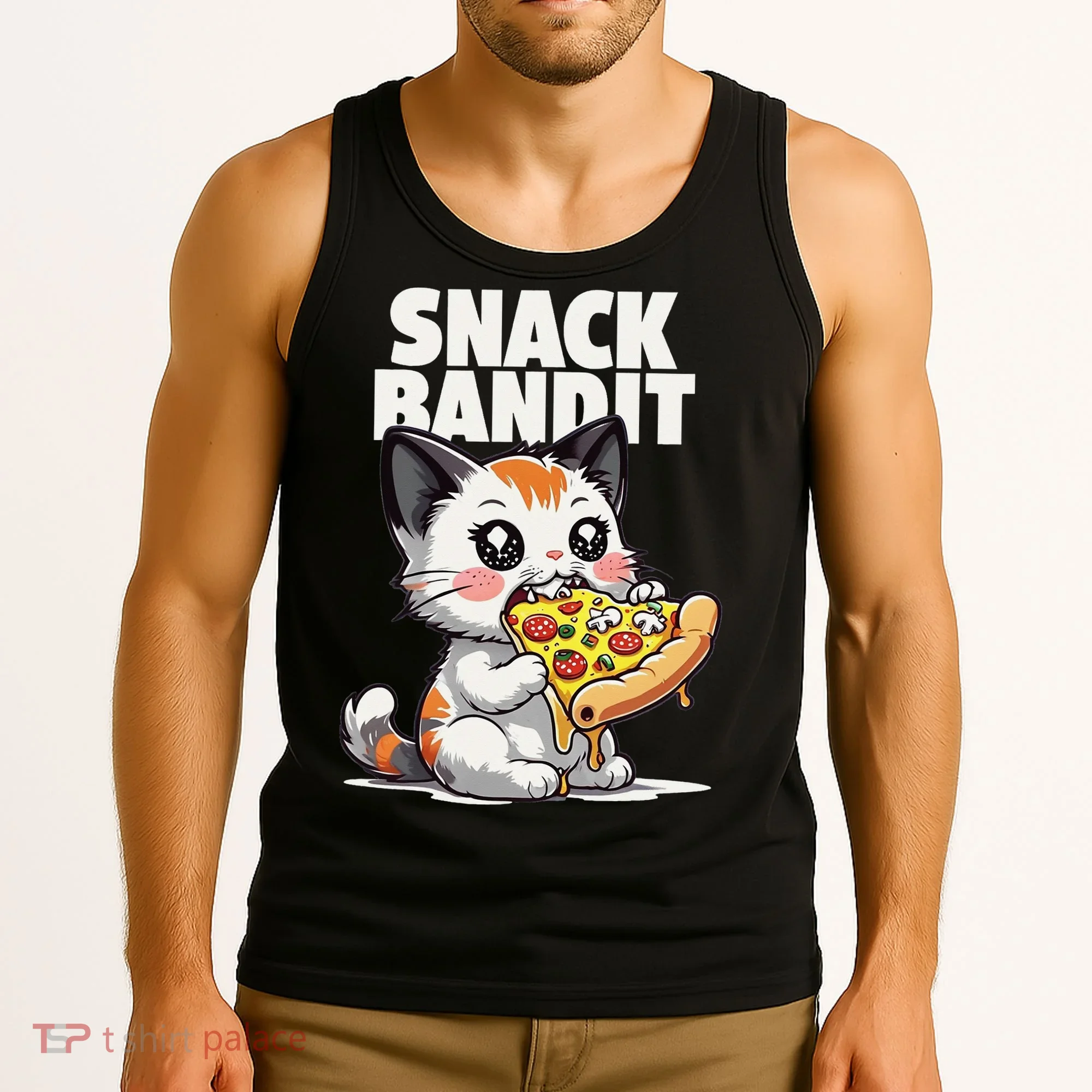 SNACK BANDIT Cute Cat Pizza Tank Top