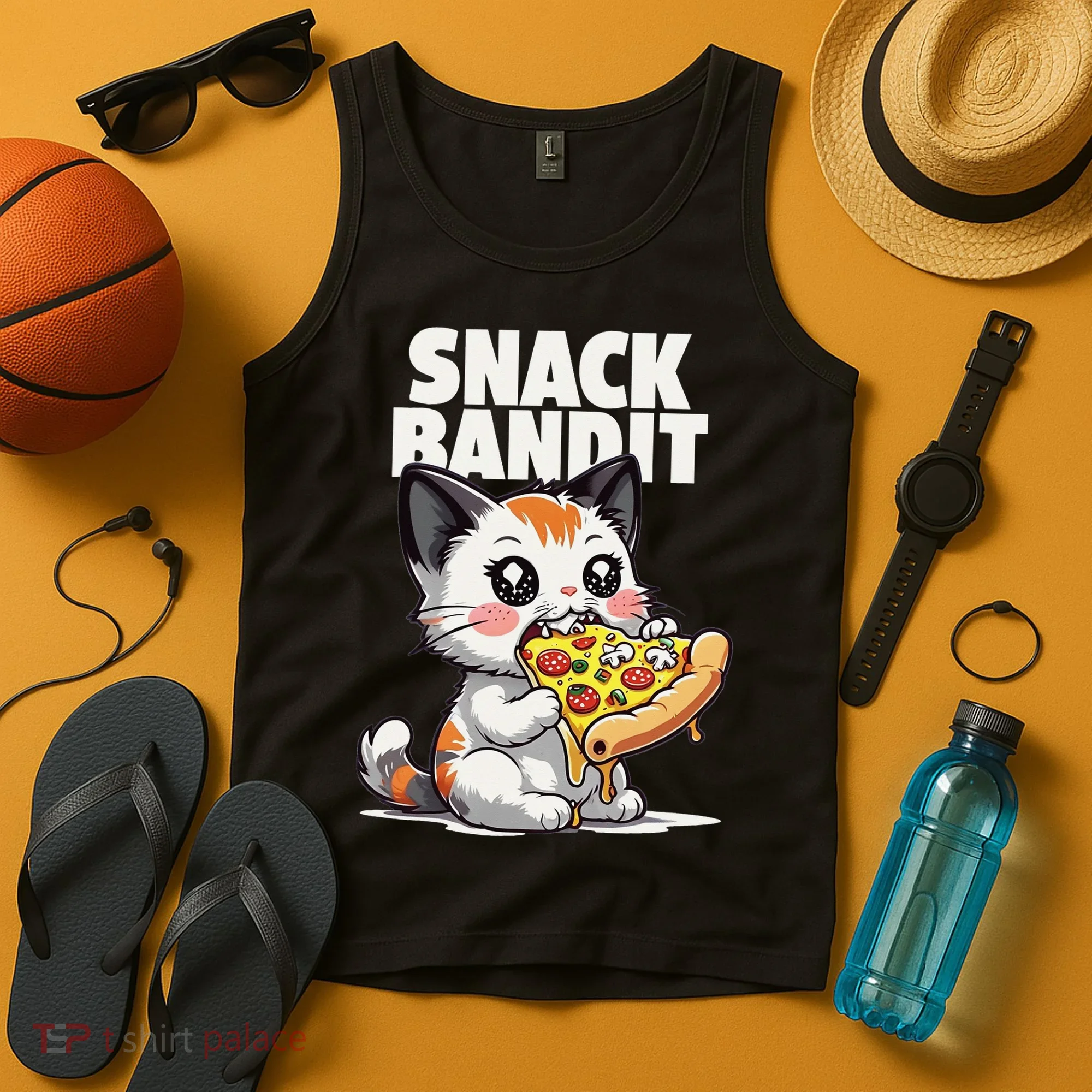 SNACK BANDIT Cute Cat Pizza Tank Top