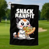 SNACK BANDIT Cute Cat Pizza Golf Towel thumb 1
