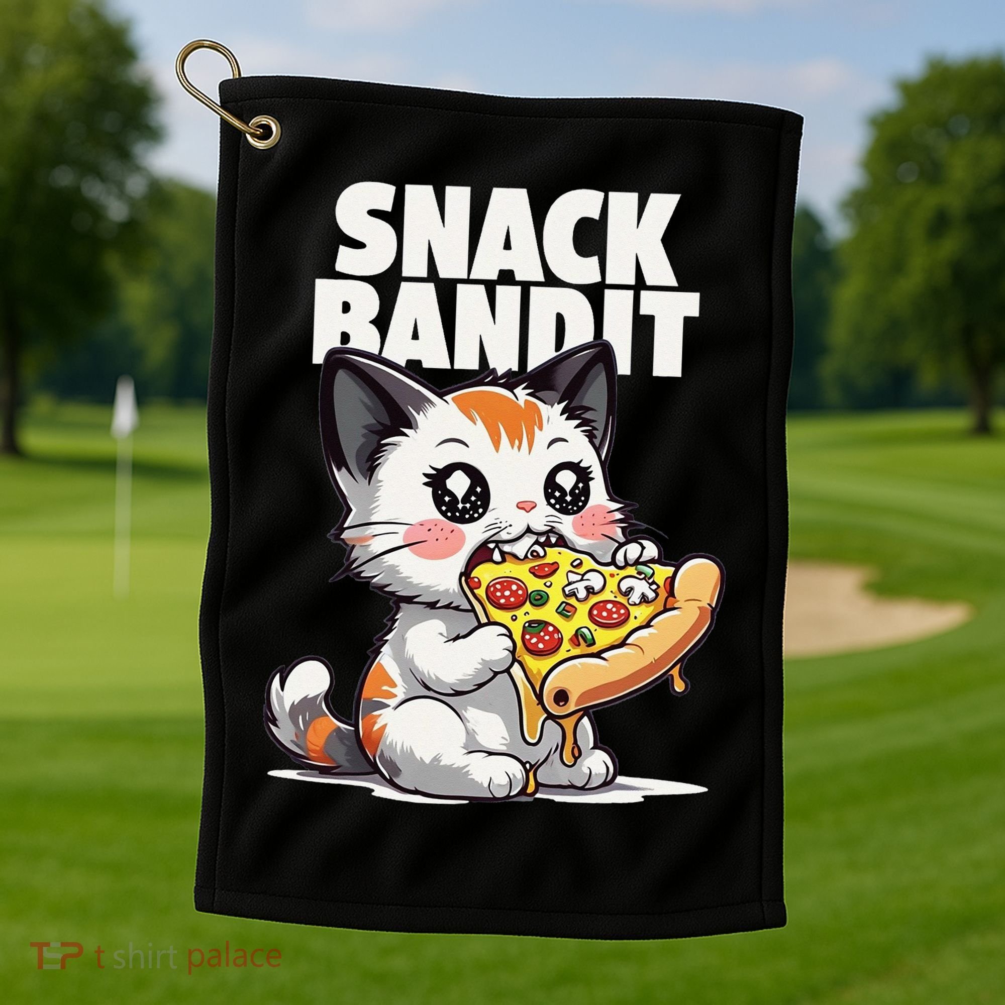 SNACK BANDIT Cute Cat Pizza Golf Towel