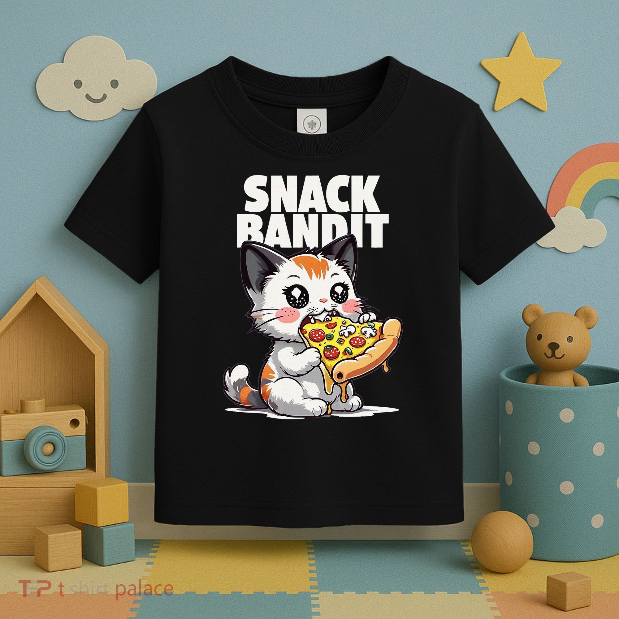 SNACK BANDIT Cute Cat Pizza Toddler T-Shirt