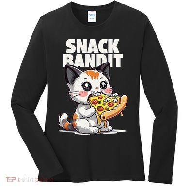 SNACK BANDIT Cute Cat Pizza Women's Long Sleeve Shirt