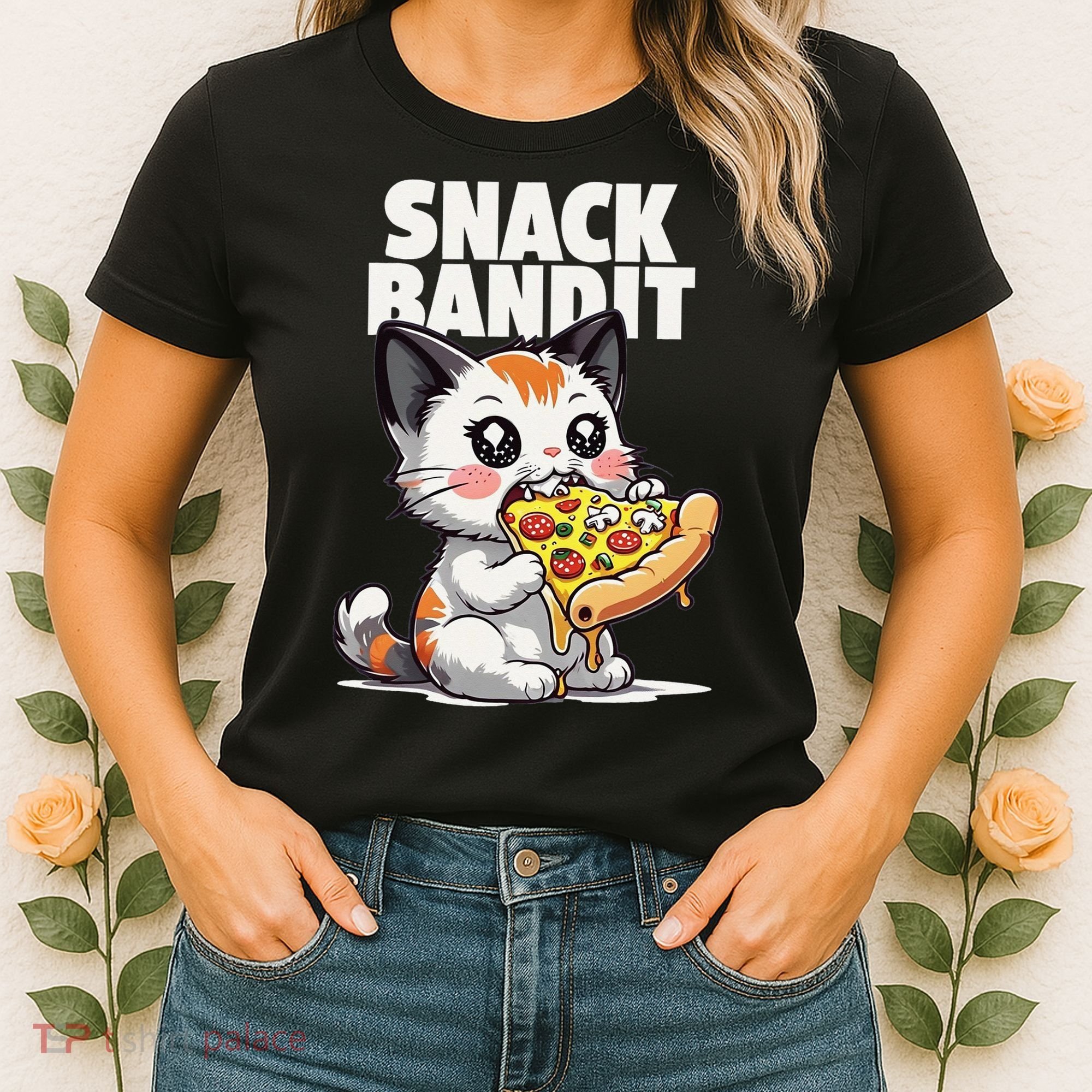 SNACK BANDIT Cute Cat Pizza Women's T-Shirt