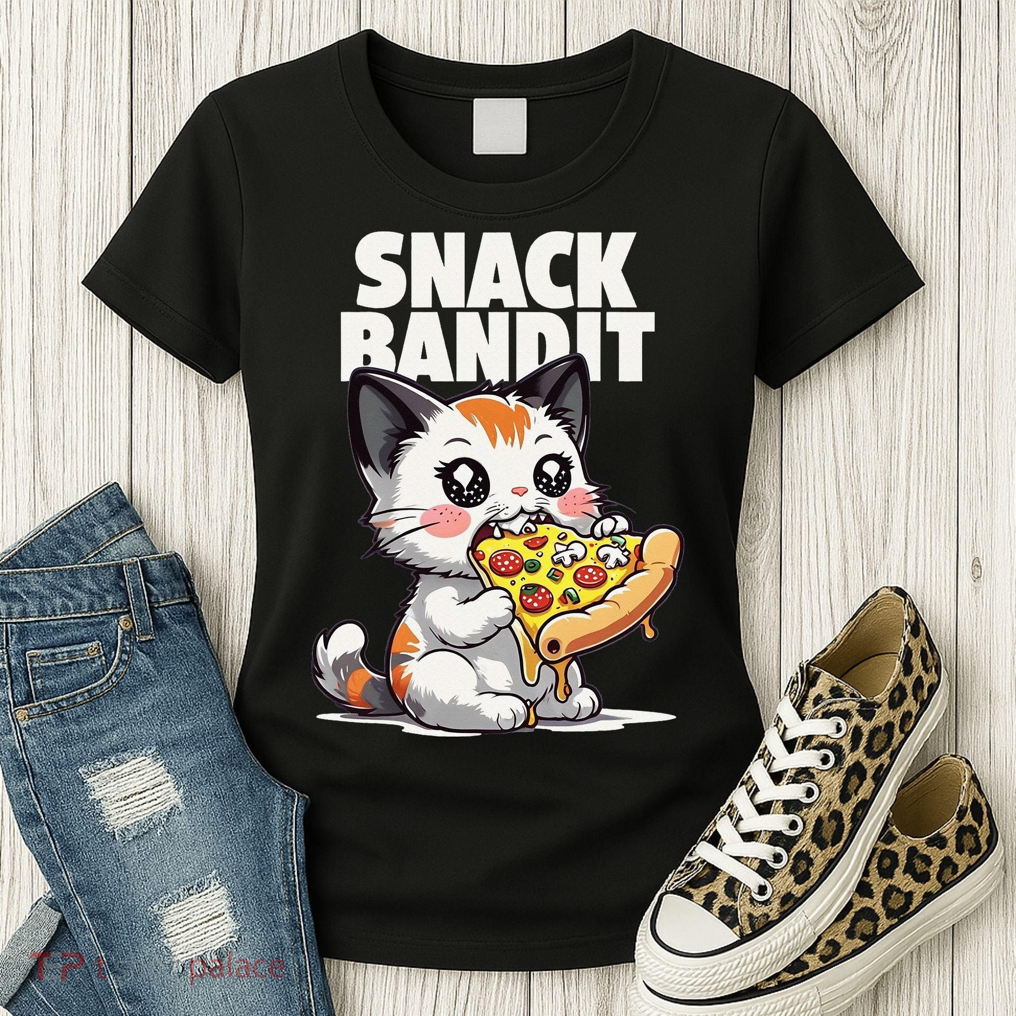 SNACK BANDIT Cute Cat Pizza Women's T-Shirt