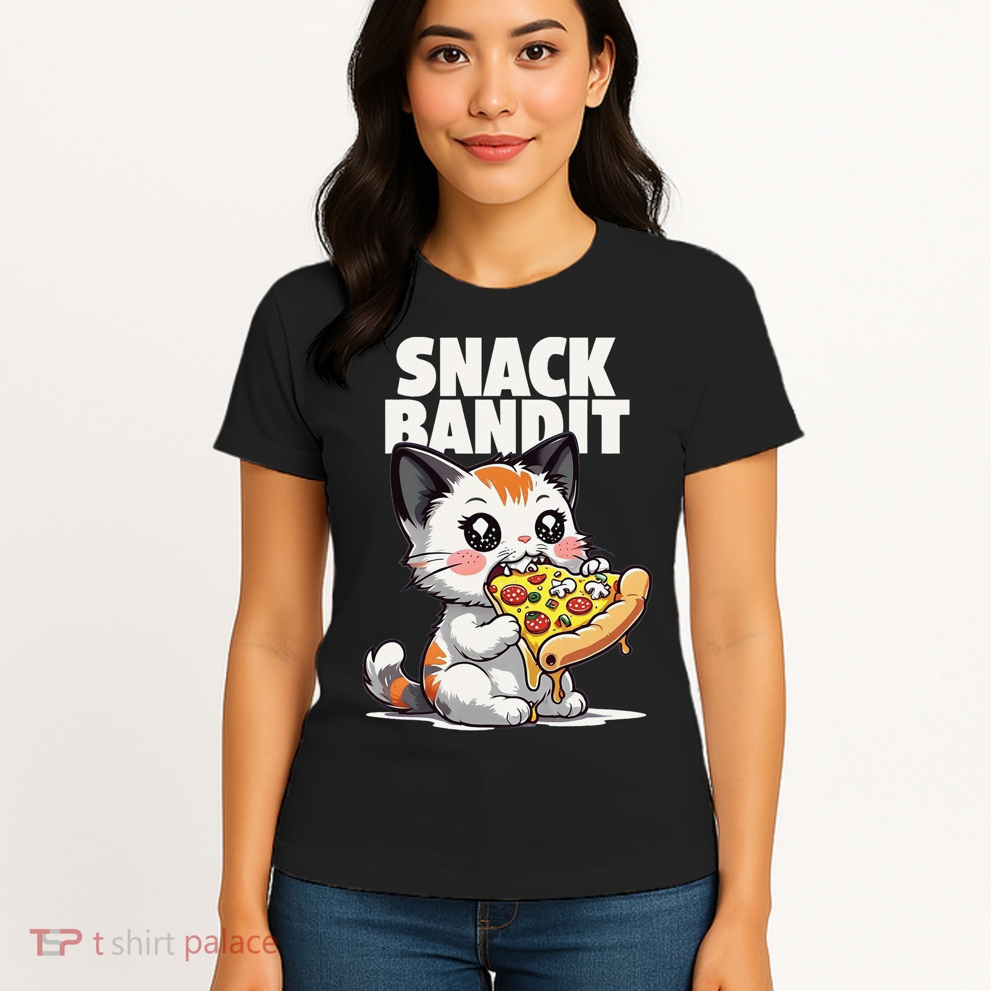 SNACK BANDIT Cute Cat Pizza Women's T-Shirt