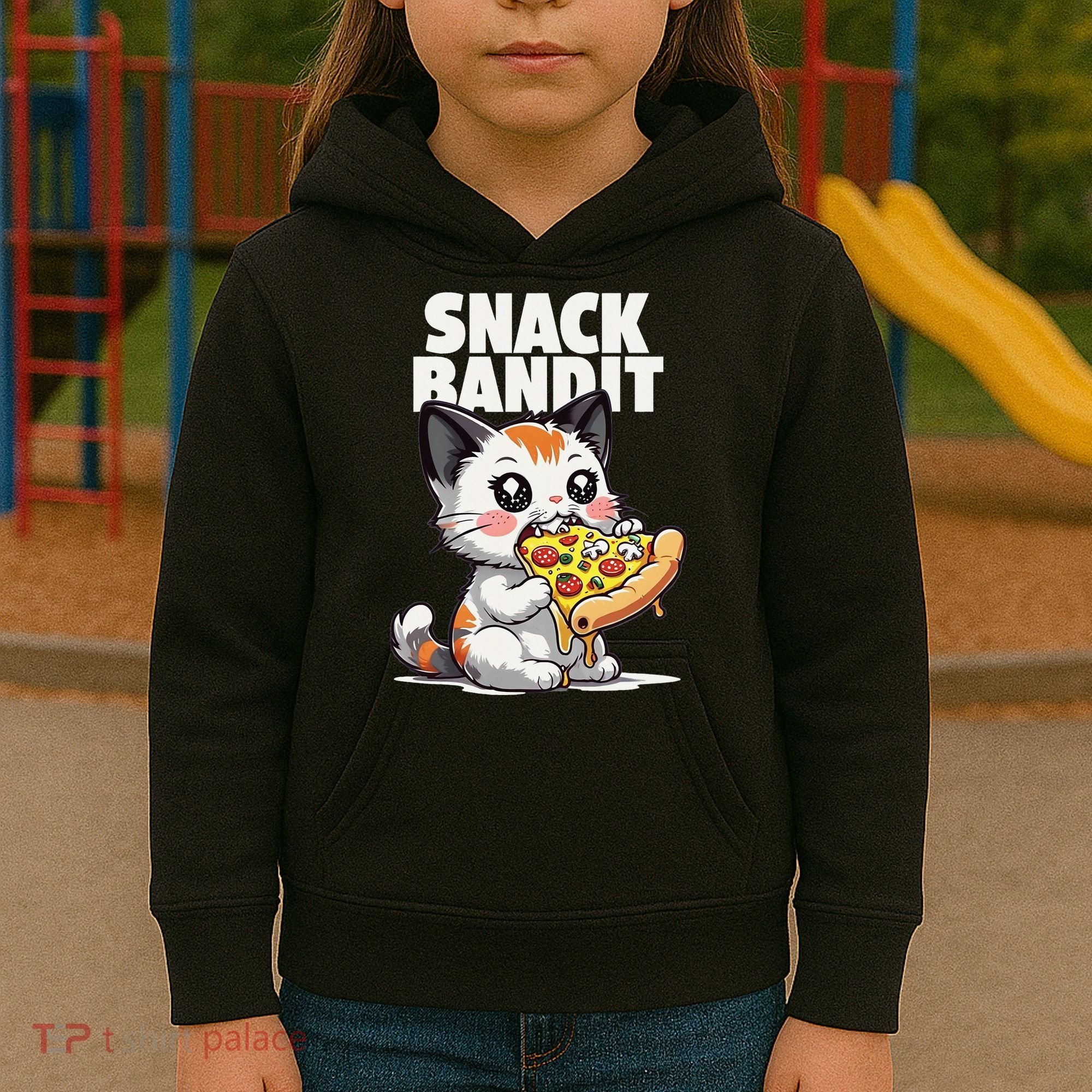 SNACK BANDIT Cute Cat Pizza Kids Hoodie