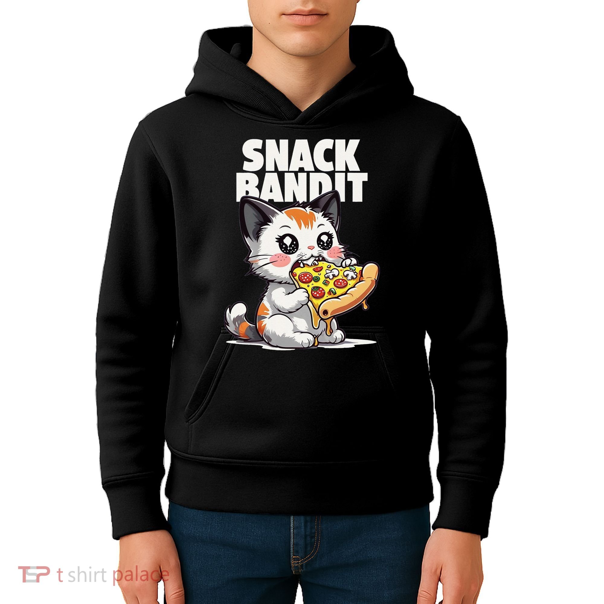 SNACK BANDIT Cute Cat Pizza Kids Hoodie