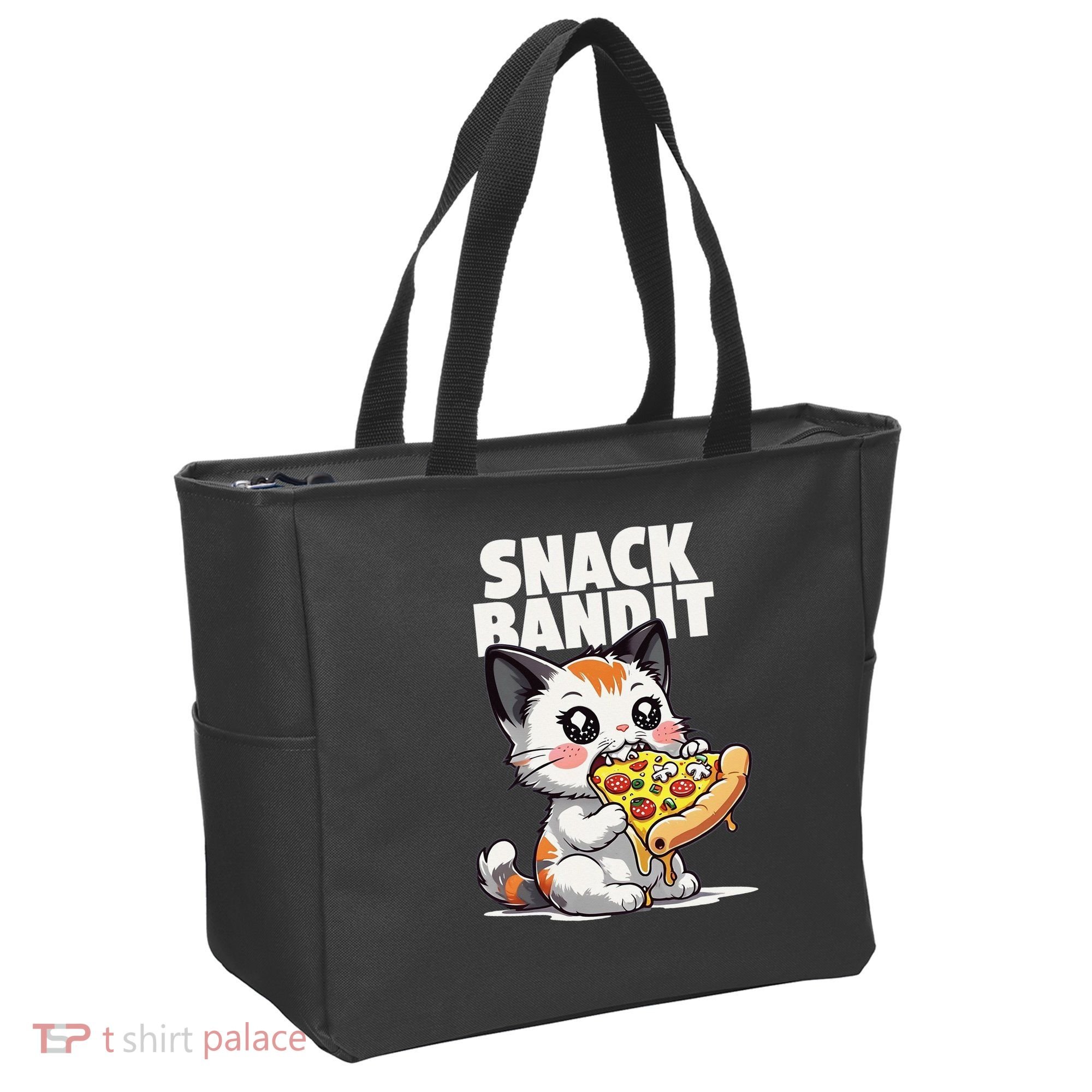 SNACK BANDIT Cute Cat Pizza Tote Bag