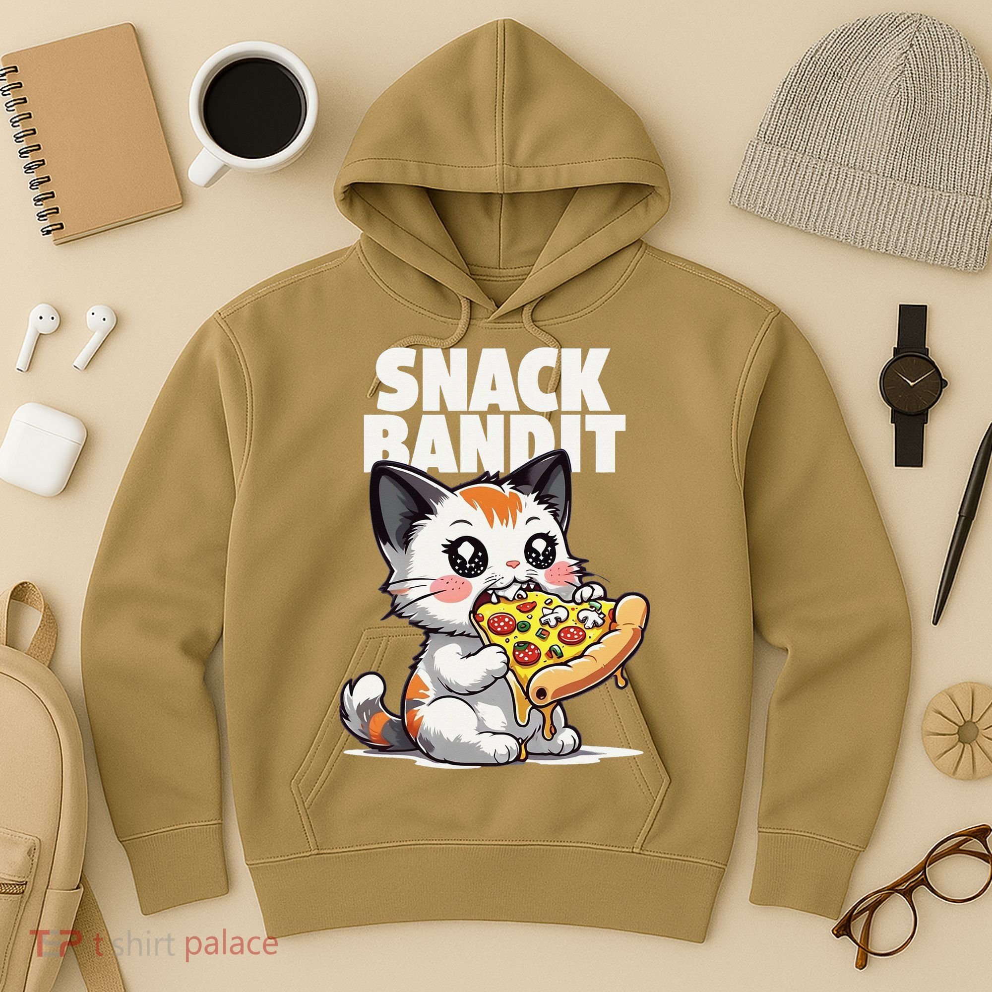 SNACK BANDIT Cute Cat Pizza Hoodie