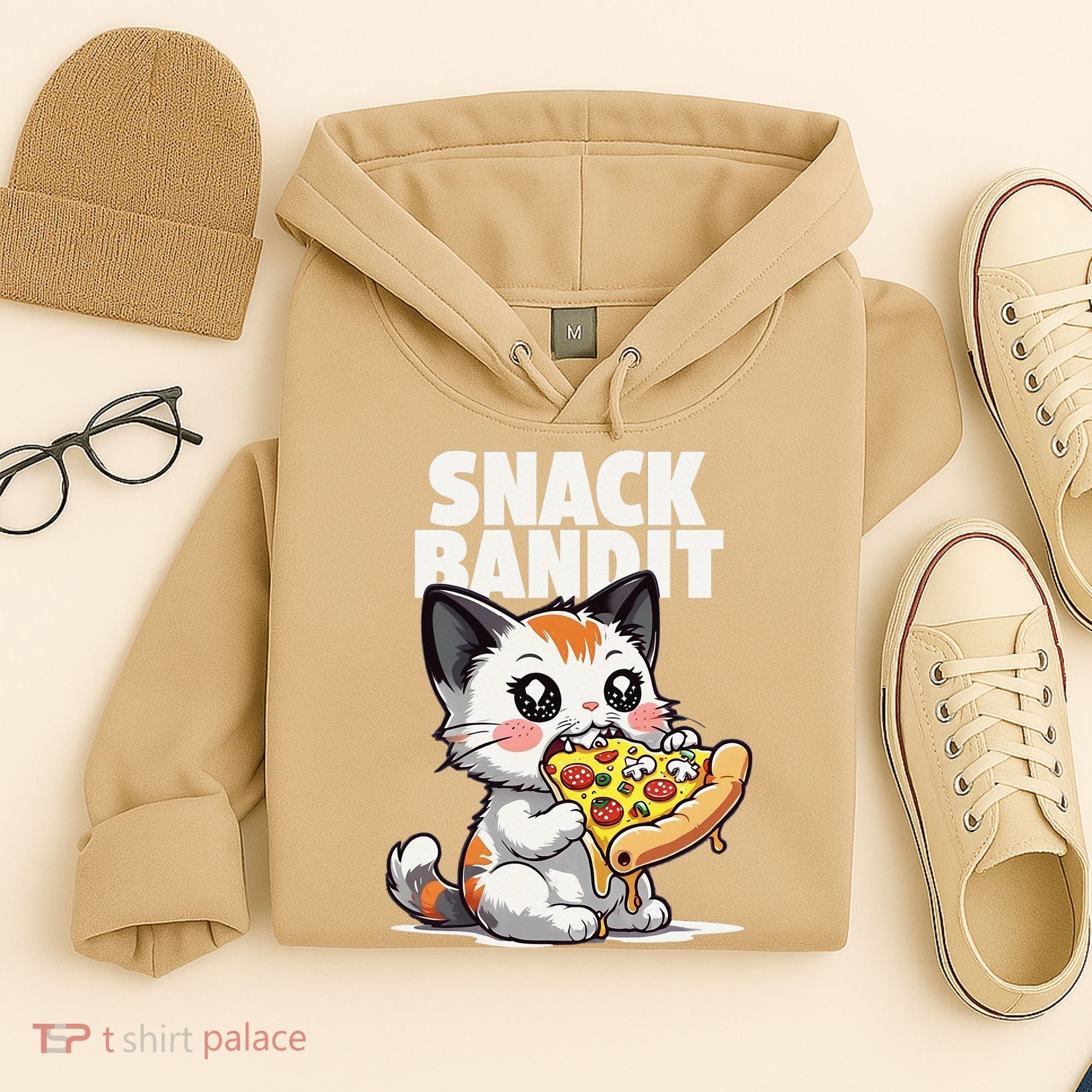 SNACK BANDIT Cute Cat Pizza Hoodie