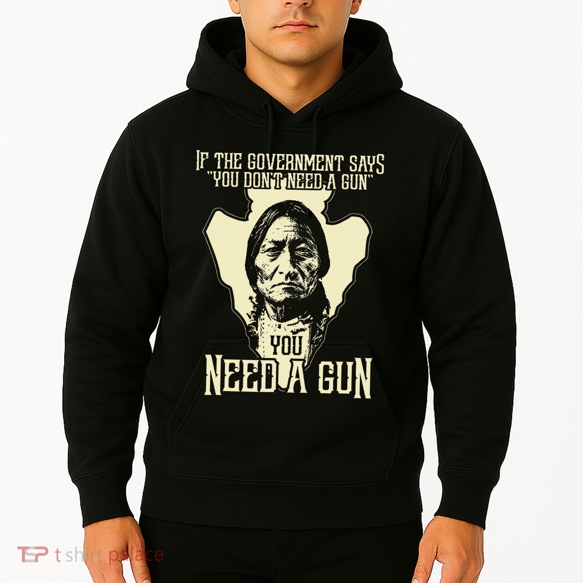 Sitting Bull Chief Gun Retro Arrow Head Hoodie