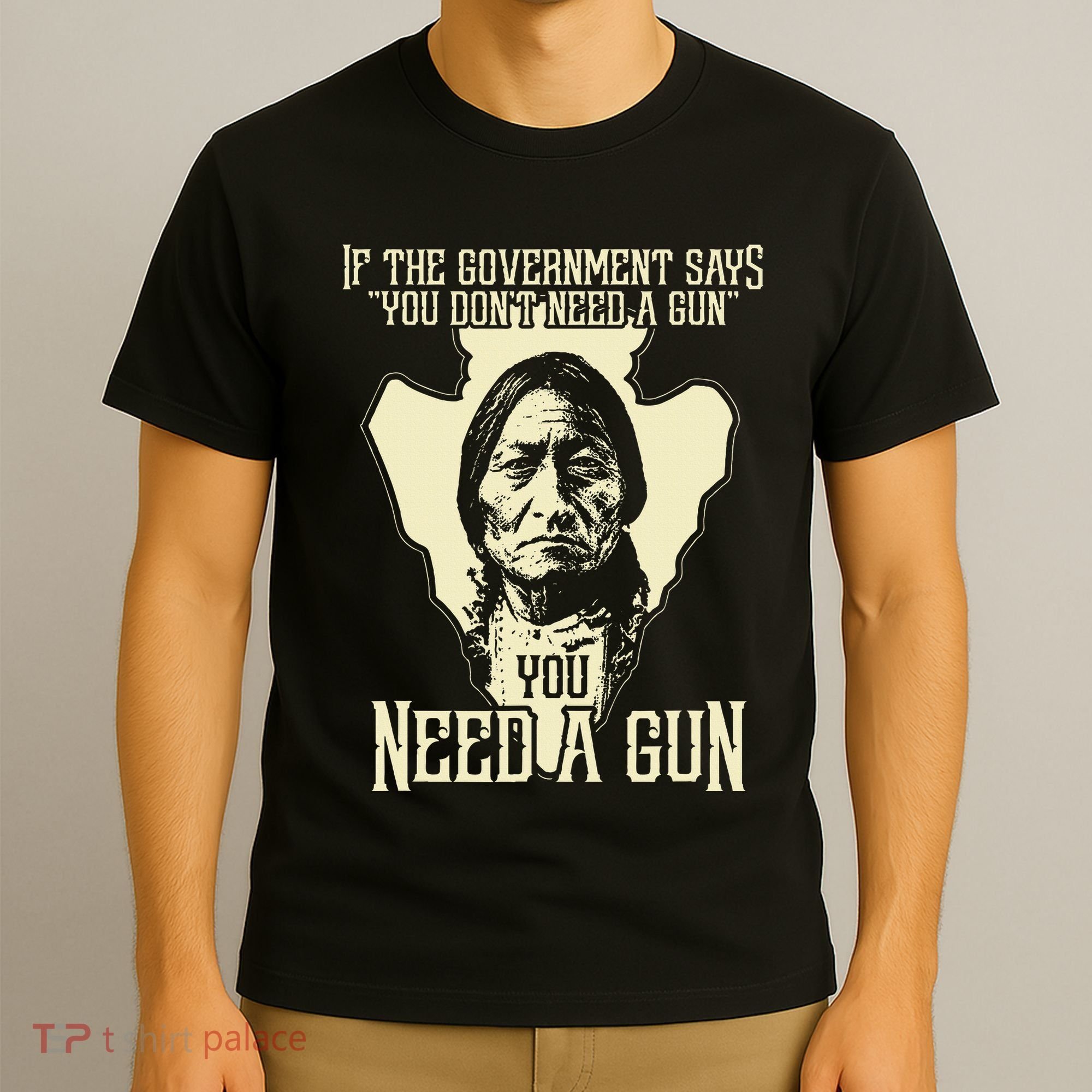 Sitting Bull Chief Gun Retro Arrow Head T-Shirt