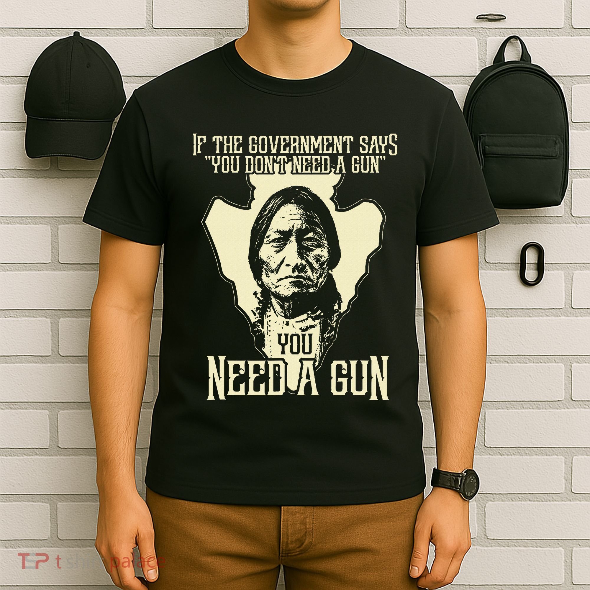 Sitting Bull Chief Gun Retro Arrow Head T-Shirt