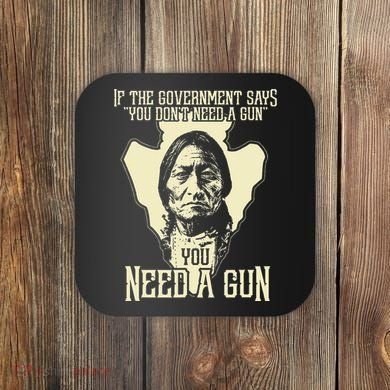 Sitting Bull Chief Gun Retro Arrow Head Coaster