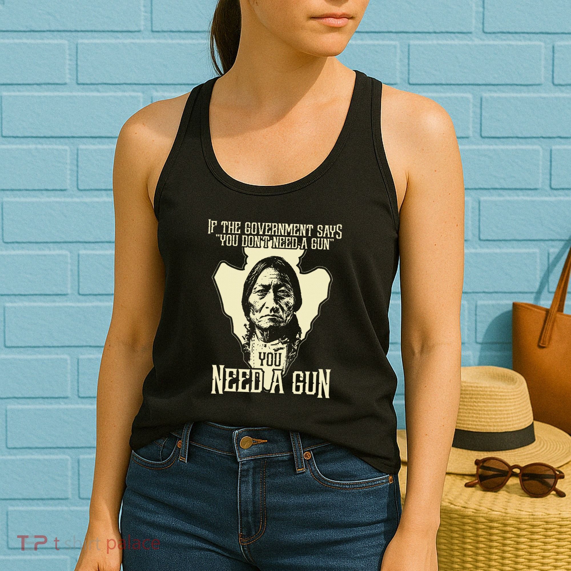 Sitting Bull Chief Gun Retro Arrow Head Women's Tank Top