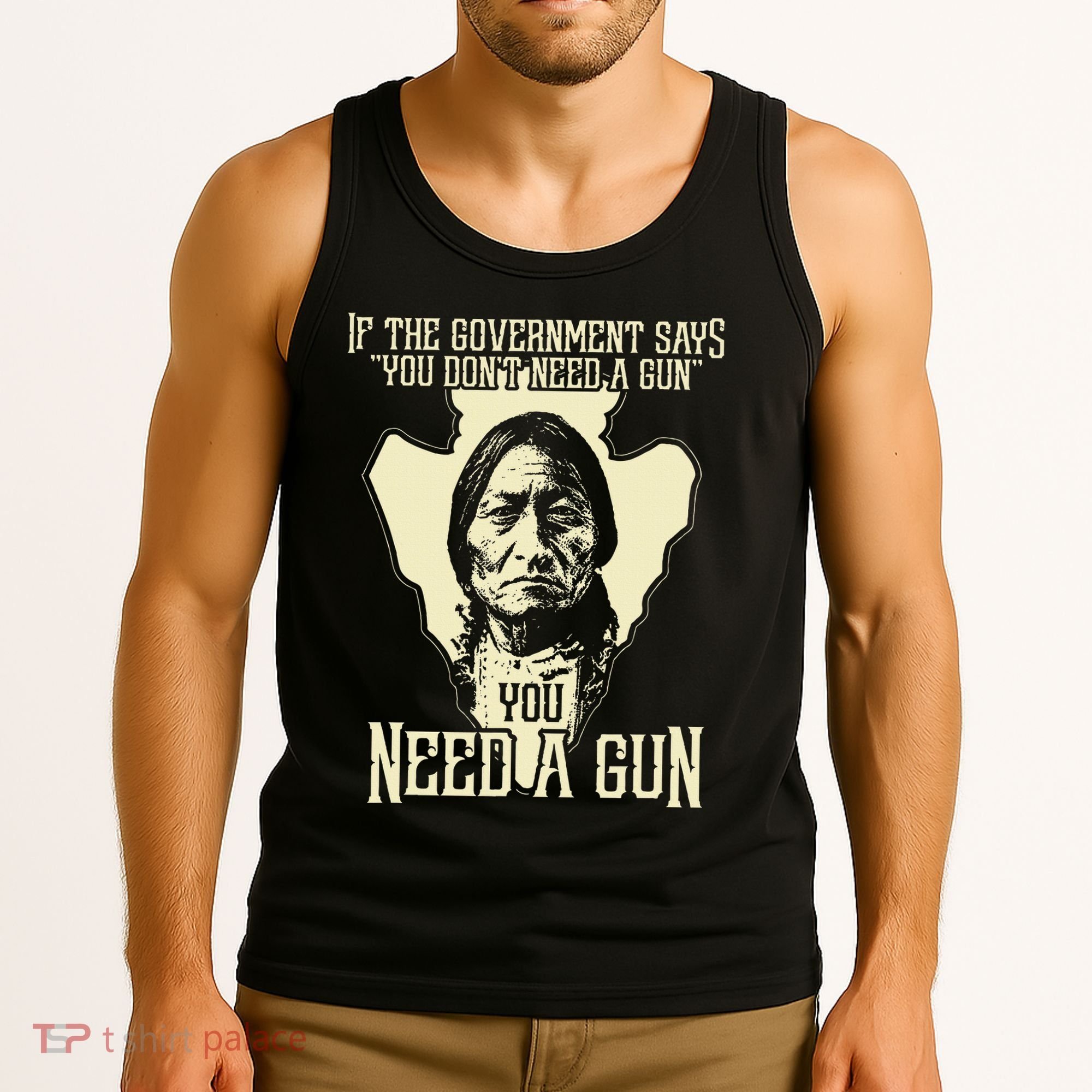 Sitting Bull Chief Gun Retro Arrow Head Tank Top