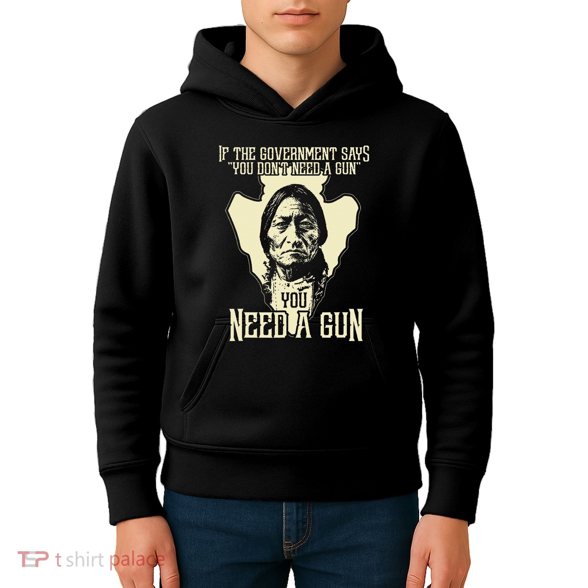 Sitting Bull Chief Gun Retro Arrow Head Kids Hoodie