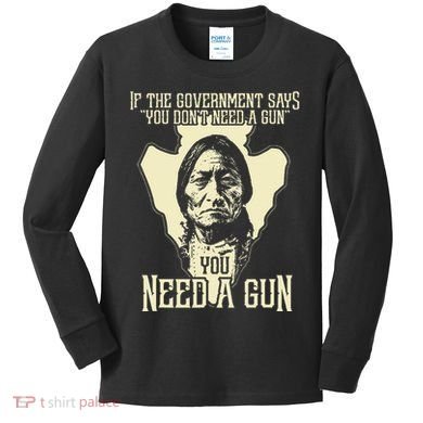 Sitting Bull Chief Gun Retro Arrow Head Kids Long Sleeve Shirt