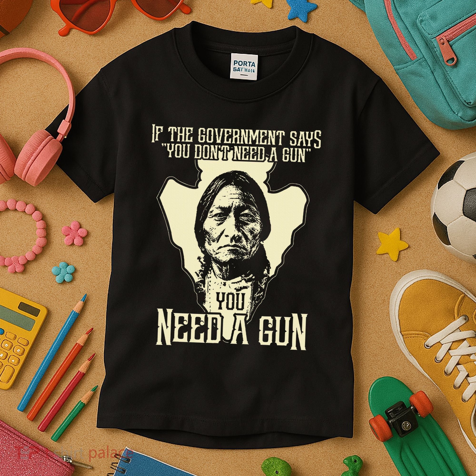 Sitting Bull Chief Gun Retro Arrow Head Kids T-Shirt