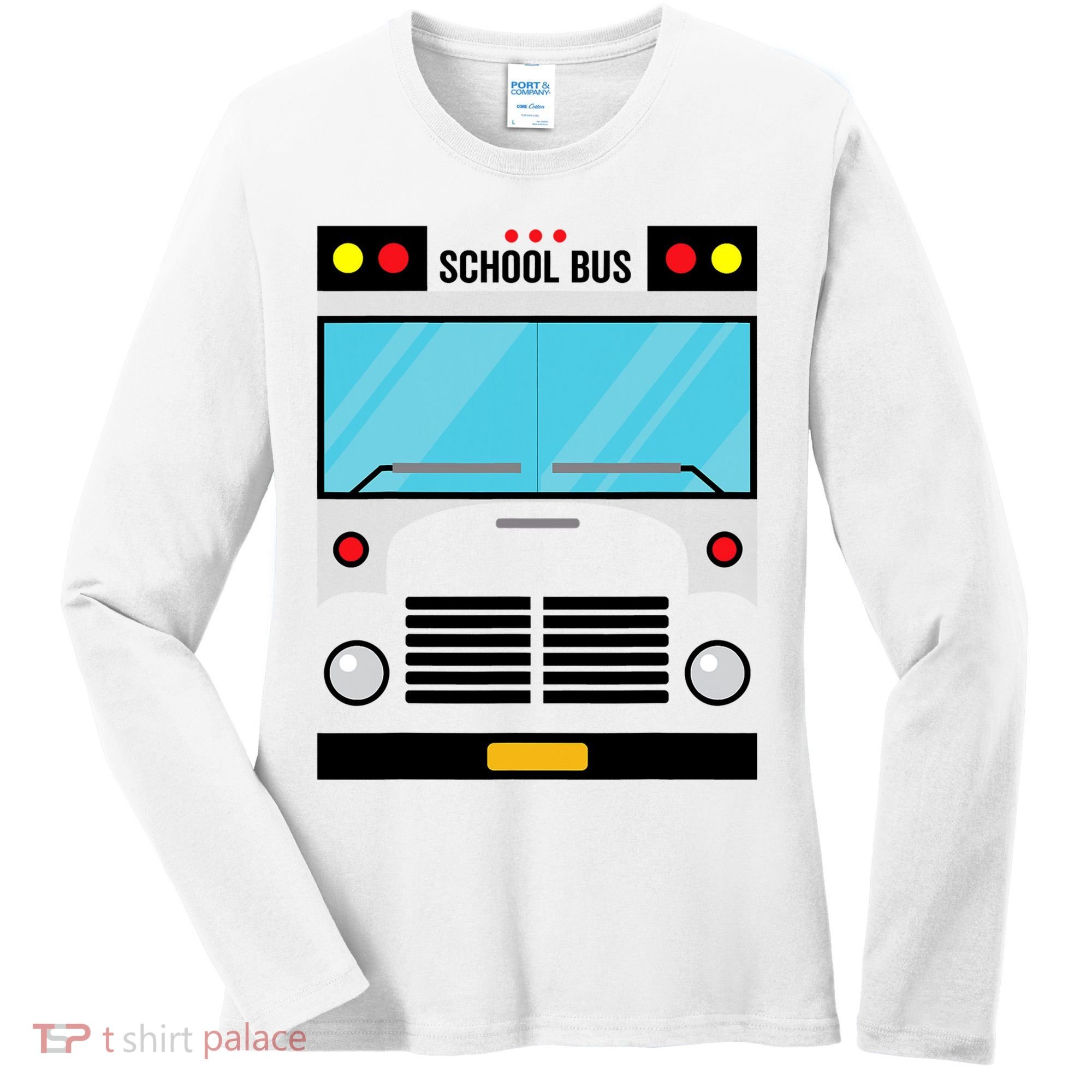 School Bus Costume Simple Halloween Costume Women's Long Sleeve Shirt