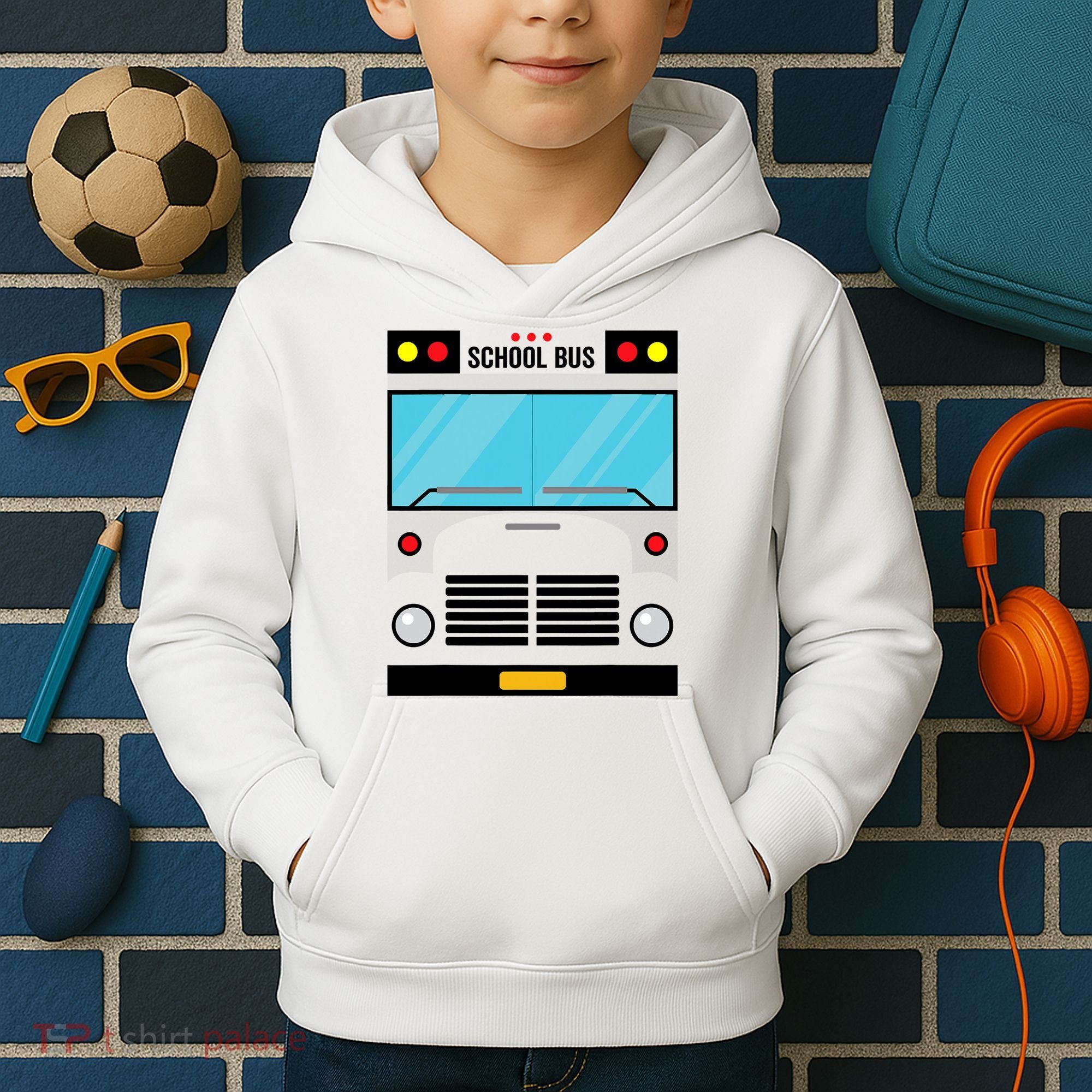 School Bus Costume Simple Halloween Costume Kids Hoodie
