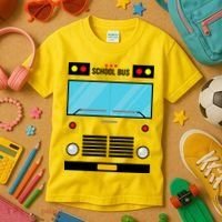 School Bus Costume Simple Halloween Costume Kids T-Shirt thumb 3
