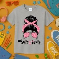 Survivor Breast Cancer Girl Kids T-Shirt thumb 3