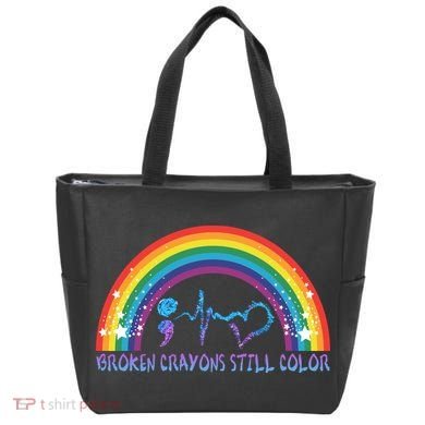 Semicolon Broken Crayons Still Color Suicide Prevention Awareness Tote Bag