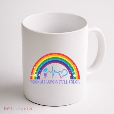 Semicolon Broken Crayons Still Color Suicide Prevention Awareness Coffee Mug back